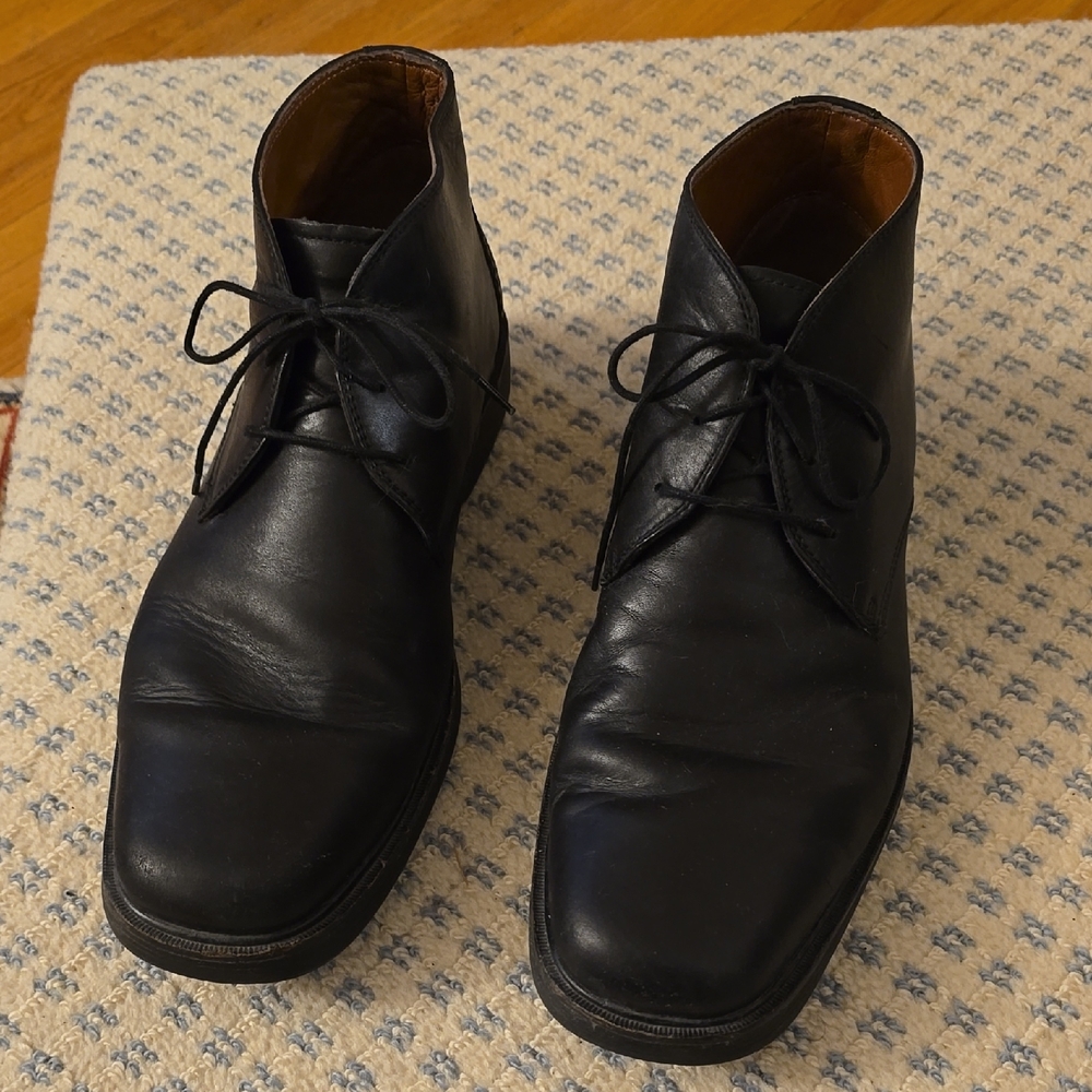 Johnston & Murphy Black Leather Men's  Ankle Boots